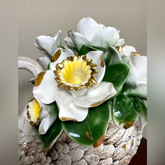 Large Vintage Italian Capodimonte Floral Swan Centerpiece Figurine Statue Decor - Picture 5 of 11